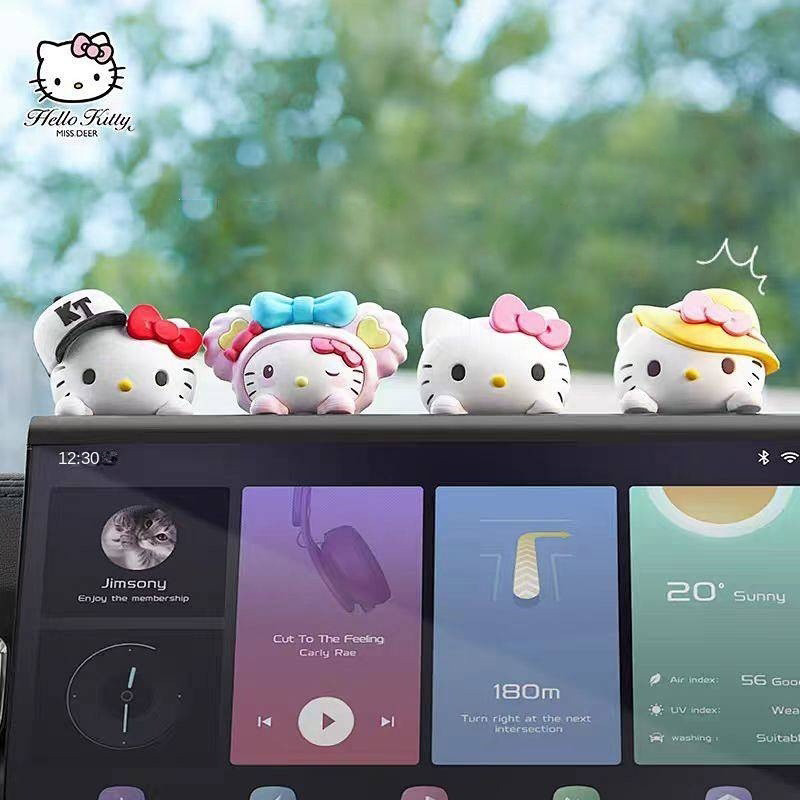 Hello Kitty น่ารักเครื่องประดับรถการ์ตูนตุ๊กตาคิตตี้แมวแดชบอร์ดรถตกแต่งภายในรถอุปกรณ์ตกแต่งรถยนต์