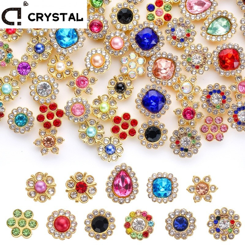 50/100 ชิ้น Rhinestone แบนด้านหลังลูกปัดปุ่มเย็บ Rhinestone สําหรับเสื้อผ้าอุปกรณ์เย็บผ้าตกแต่ง
