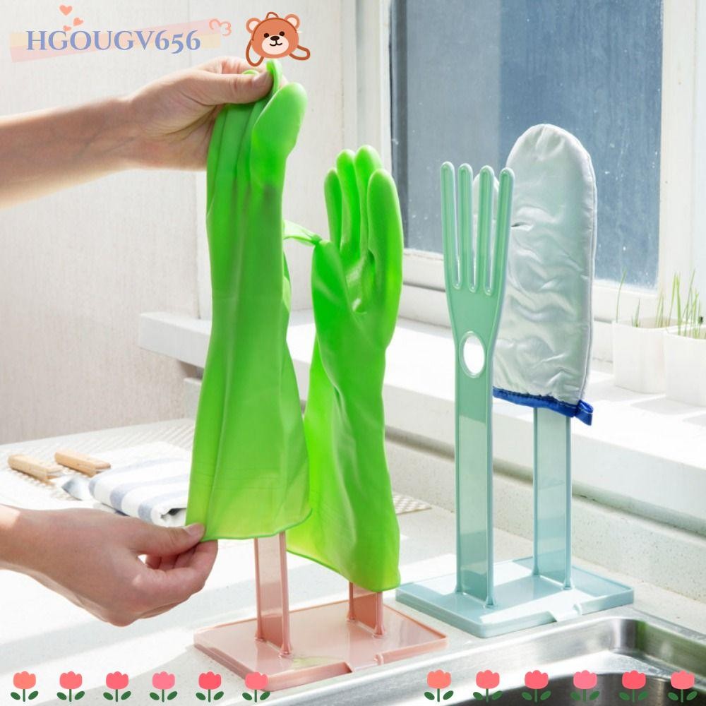 HGOUGV656 ถุงมือราวตาก,พลาสติกที่ถอดออกได้ถุงมือผู้ถือเครื่องเป่า,มัลติฟังก์ชั่สีฟ้า/สีชมพูนํามาใช้ใหม่ครัวเรือนทุกวันใช้ชั้นระบายน้ําครัว