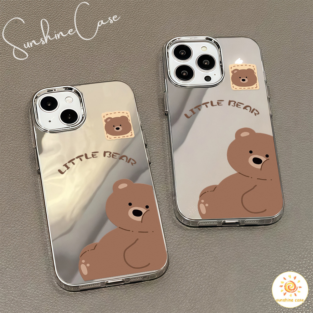 ส่งจากไทย เคสไอโฟน15 หมีสีน้ำตาล น่ารัก เคสกระจกเงาขาตั้งใช้กับIPhone11 12 13 14 15 16 Pro PROMAX 7/8PLUS X XR XS SE2020