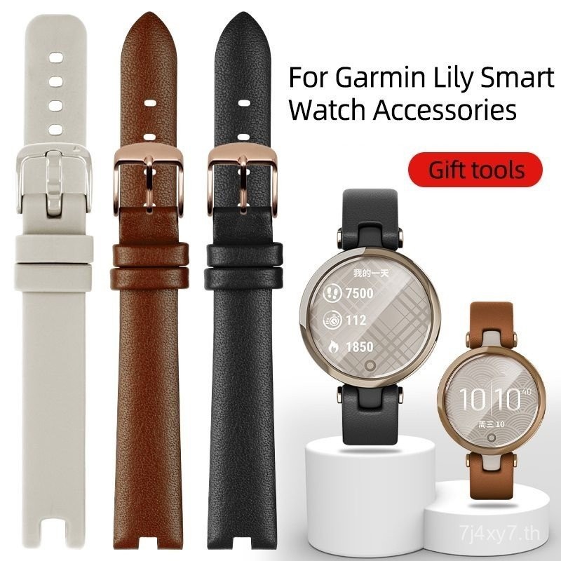 69VR สายนาฬิกาหนังแท้สายรัดกีฬาซิลิโคนเข็มขัดสแตนเลสสําหรับ Garmin Lily สมาร์ทวัด