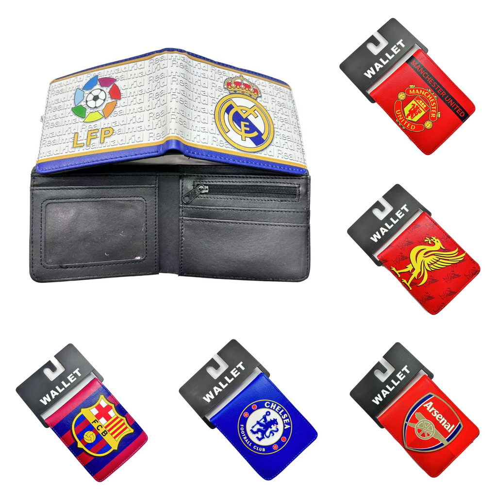 BiFold กระเป๋าสตางค์ HD พิมพ์ PU หนัง Creative Card Holder กระเป๋าใส่เหรียญคลิป Football Club โลโก้ 