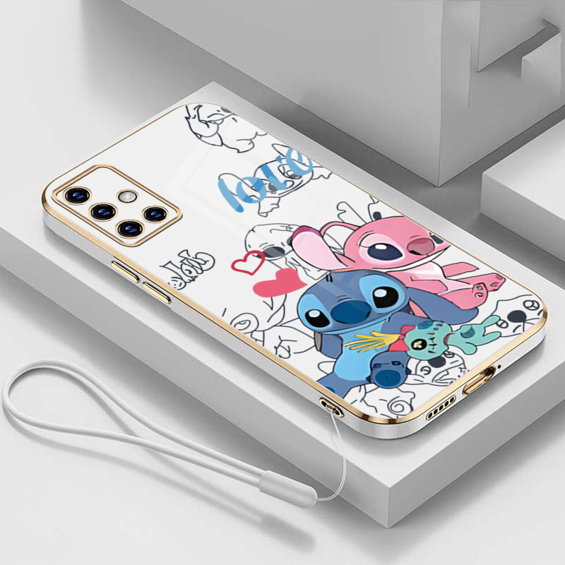 Samsung Galaxy A12 5G A71 A51 A32 4G A02 A02s A42 คู่ stitch Case Disney Hug stitch Glossy Mobile Co