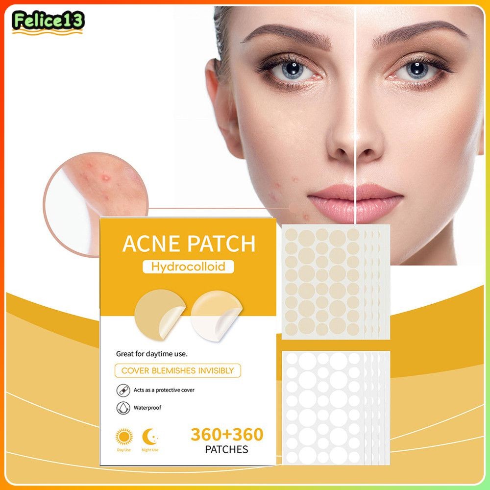 720 ชิ้น（360+360）แผ่นแปะสิว 2 สี สำหรับกลางวันและกลางคืน อุปกรณ์รักษาสิว เครื่องมือรักษาสิว แผ่นแปะส