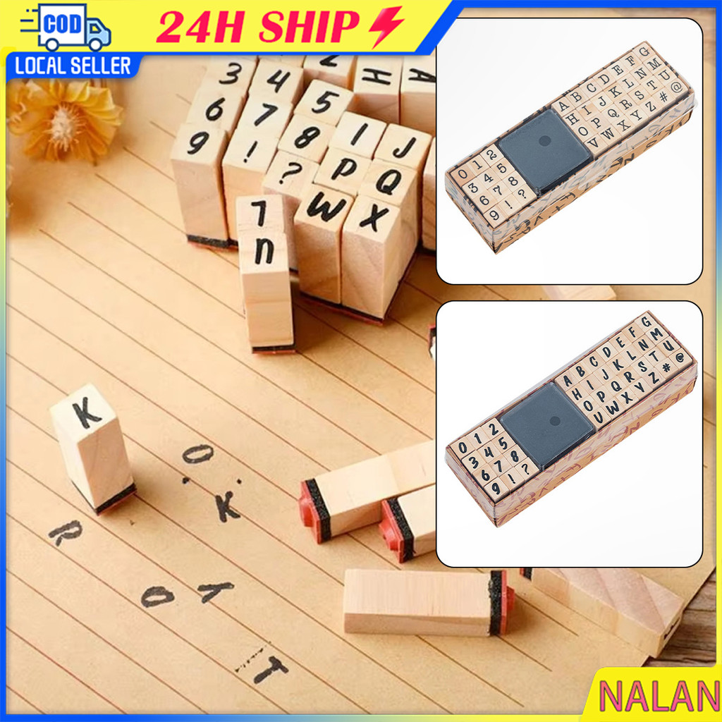 ร้านอยู่กทม.ตัวปั๊มไม้ ตัวปั๊มตัวอักษร10*35MMต่อลูก A-Z 40ตัว DIY ตัวปั้มไดอารี่ กล่องไม้เซ็ต