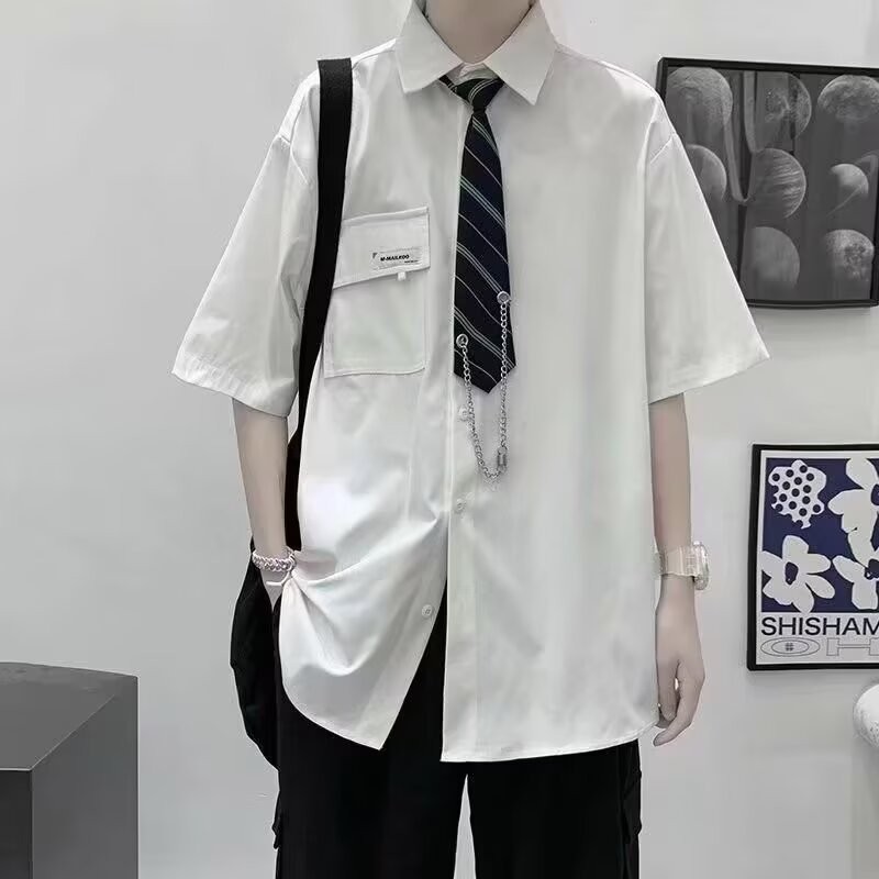 EERSHENSHI Preppy สไตล์ฤดูร้อนแขนสั้นเสื้อธุรกิจเครื่องแต่งกายนักเรียนมัธยมปลายฤดูร้อน DK เสื้อเครื่องแบบ