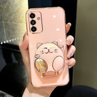 เคสโทรศัพท์ Samsung Case TPU Soft Case Electroplating Bracket Lucky Cat เหมาะสําหรับ Samsung Gaxaly S20 S21 S22 S23 S24 FE S25 Plus S25 Ultra