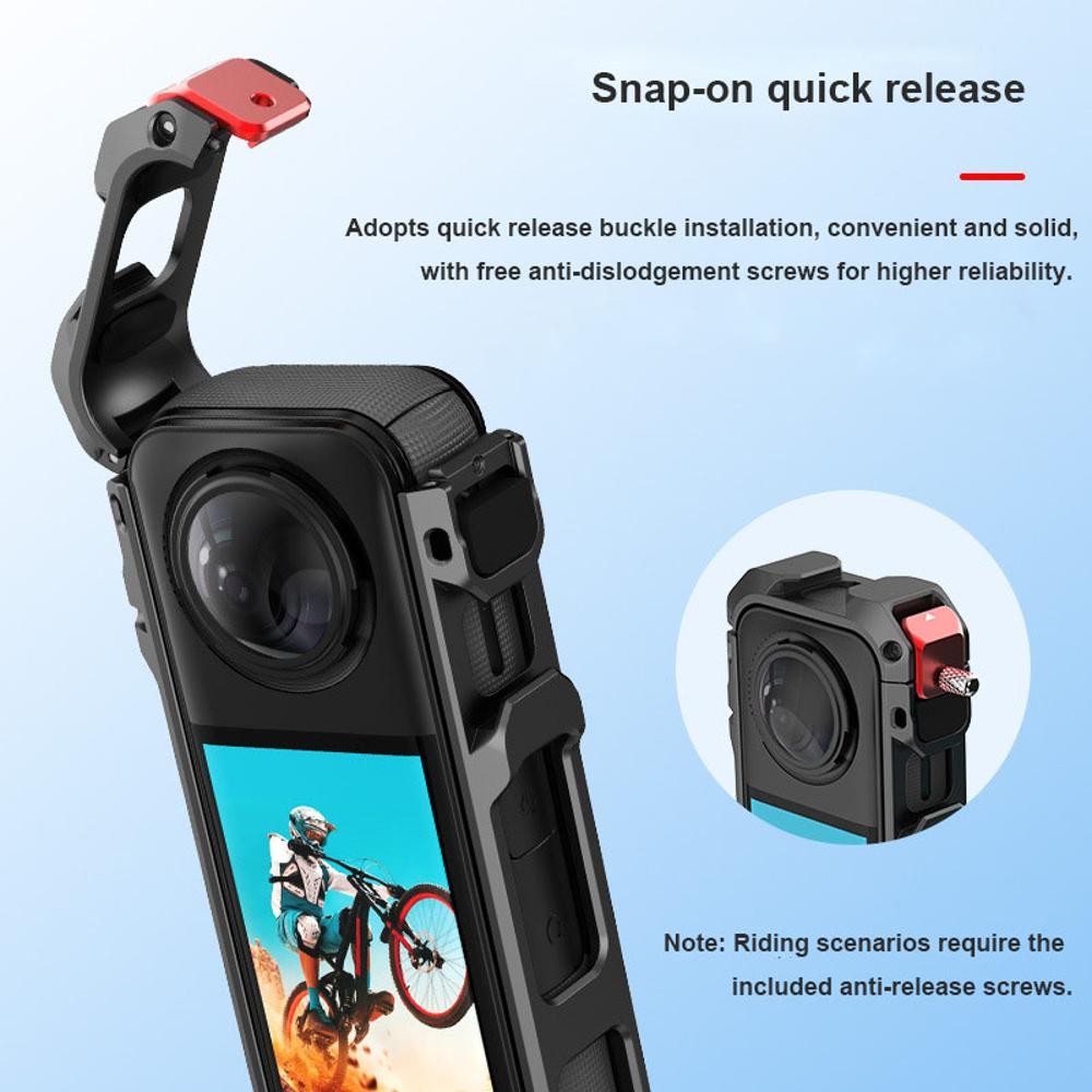 กรงกระต่ายอลูมิเนียมป้องกันกรณีสําหรับ อินสตาแกรม360 X5,มัลติฟังก์ชั่กรอบโลหะขยายอะแดปเตอร์เมาที่มีฝาครอบเลนส์สําหรับ อินสตาแกรม360 X5 กล้องแอ็คชั่นอุป
