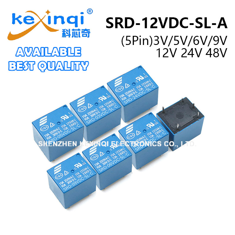 (5 ชิ้น) รีเลย์ SRD-3 5 6 9 12 24 48VDC-SL 5Pin คุณภาพสูง SRD-03VDC-SL-C SRD-05VDC-SL-C SRD-05VDC-SL