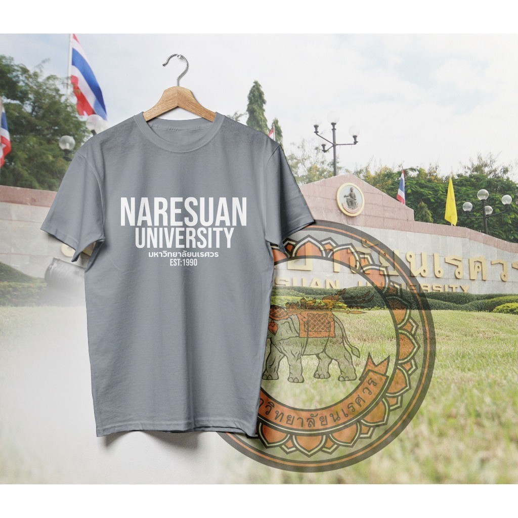 👑👑 [ Cotton] T-shirt เสื้อยืด Naresuan University มหาวิทยาลัยนเรศวร มี 4 สี  สีขาว สีดำ สีเทาควันบุหรี่ สีส้ม ใส่เท่ห์เ