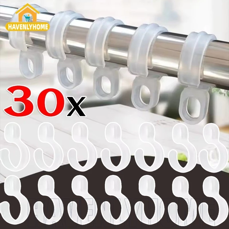 [บ้าน]คลิปหนีบไม้แขวนเสื้ออเนกประสงค์ 10-30 ชิ้น | ตะขอหัวเข็มขัดพลาสติกกันลมสําหรับราวตากผ้า/ตู้เสื้อผ้า/ระเบียง, 17-25 มม. เส้นผ่านศูนย์กลางท่อ Fit Home/การซักอบรีด
