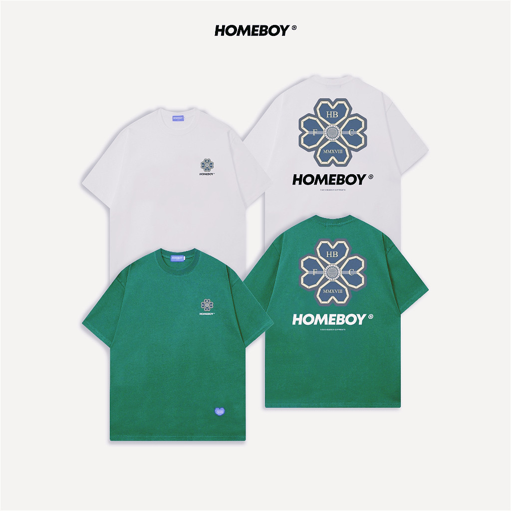 HOMEBOY unisex unisex clover พิมพ์เสื้อยืดคอกลมลําลองหลวม 200gsm