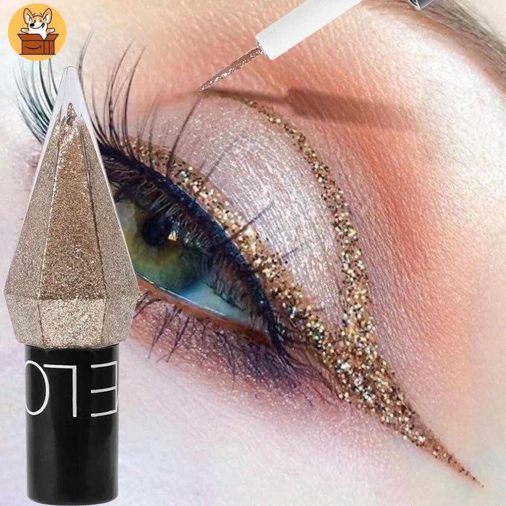 Am-azPearlescent Diamond Gold Liquid Eyeshadow Eyeliner Stick กันน้ํา Glitter Sequins Rose Gold Whit