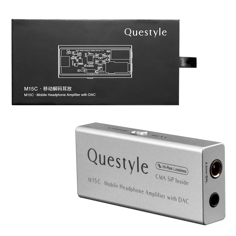 Questyle M15C Mobile Headphone Amplifier with DAC (Silver) - 3.5mm+4.4mm Headphone Jack