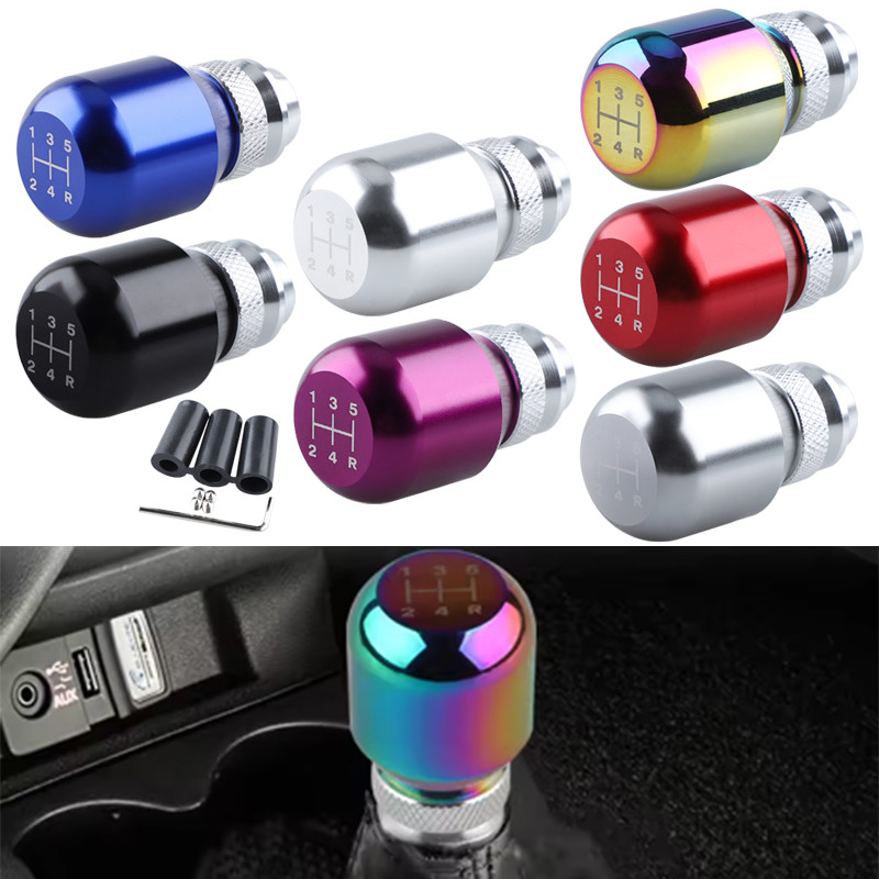 5 ความเร็ว Universal เกียร์รถเกียร์ Shift Knob Gear Stick คู่มือ Shifter Lever Retractable ปรับความยาวหัวเกียร์อลูมิเนียม
