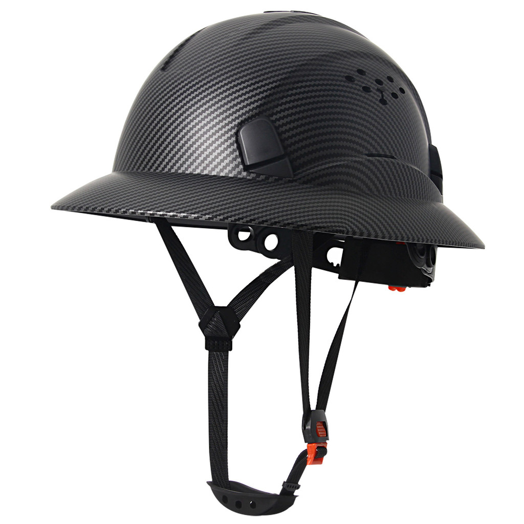 AOLAMEGS ANSI คาร์บอนไฟเบอร์ Full Brim หมวกนิรภัย CE การก่อสร้างหมวกแข็งระบายอากาศได้