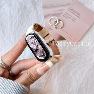 สายหนัง PU บางสําหรับ Mi Band 10 9 8 7 6 5 4 3 เปลี่ยนสายนาฬิกาสําหรับ Xiaomi Mi Band 9 8 NFC สายรัดข้อมือ