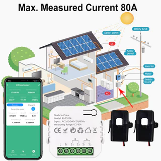 เครื่องวัดพลังงาน Tuya Smart WiFi สำหรับติดตาม App พลังงานแสงอาทิตย์ส่งออกและนําเข้าพลังงาน 220V