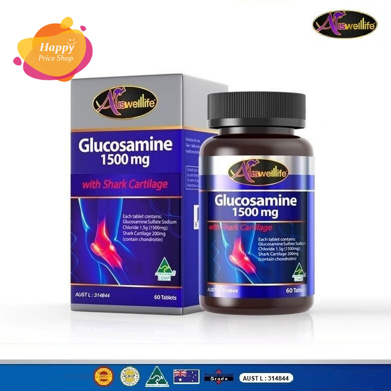 Auswelllife Glucosamine 1,500mg กลูโคซามีน สำหรับข้อเสื่อม ข้อเข่าอักเสบ  60เม็ด (ของแท้พร้อมส่ง)