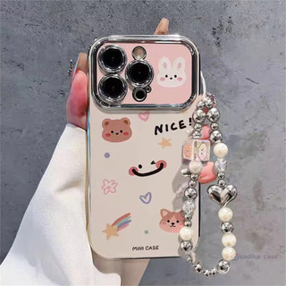 เคสไอโฟน การ์ตูนกระต่ายหมียิ้มหน้า สำหรับ IPhone 11 15 16 13 12 14 Pro Max XR 8 15 Plus เคส IPhone เคสไอโฟน 13 11 16 15