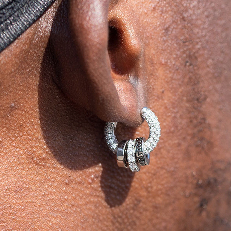 Star Ring Earrings Men's Zircon Stud Earrings Men's Earrings Hip-Hop Fashionable Brand High-Grade Ea