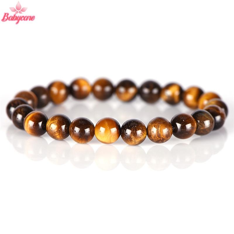 BYCE>หินธรรมชาติTiger Eye Stone Lucky Blessลูกปัดผู้ชายผู้หญิงเครื่องประดับสร้อยข้อมือกําไลข้อมือใหม่