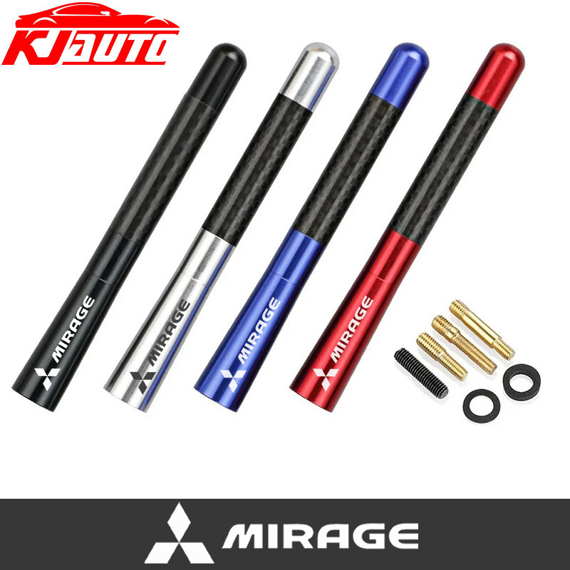 MITSUBISHI Universal 12 ซม.Mitsubishi Mirage เสาอากาศรถยนต์คาร์บอนไฟเบอร์วิทยุ FM Antena สีดําชุดสํา