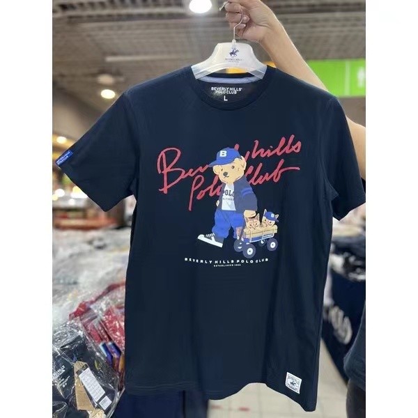เสื้อยืดคอกลมแขนสั้นพิมพ์ลาย Beverly Hills Polo Club ผ้าฝ้าย 100%