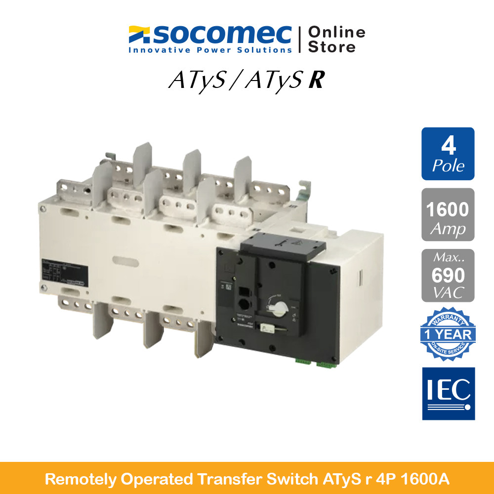 Socomec Remotely Operated Transfer Switch ATyS r 4P 1600A | 95234160 | Socomec