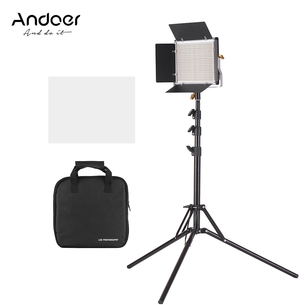 Andoer Led Video Studio Video Outdoor Panel 3200-5600k Cri U Barndoor Kit Dimmable And 78.7 นิ้ว Sta