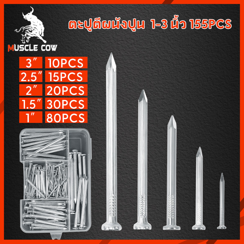 MUSCLE COW สกรู ตะปูตอกคอนกรีต-ยึดผนังปูน ยาว 1-3 นิ้ว