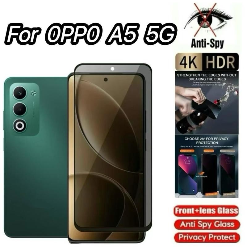 ฟิล์มกระจกนิรภัยกันเสือก กันแอบมอง สำหรับ OPPO A5 5G A5X A5Pro 5G A3Pro A3 A3X  ฟิล์มกระจกกันรอย  ฟิ