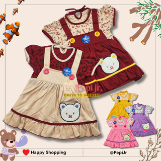 Pepi Jr - Dress bayi perempuan 0-1 tahun/baju bayi perempuan lucu motif Korea Planet Kidz Br-01b