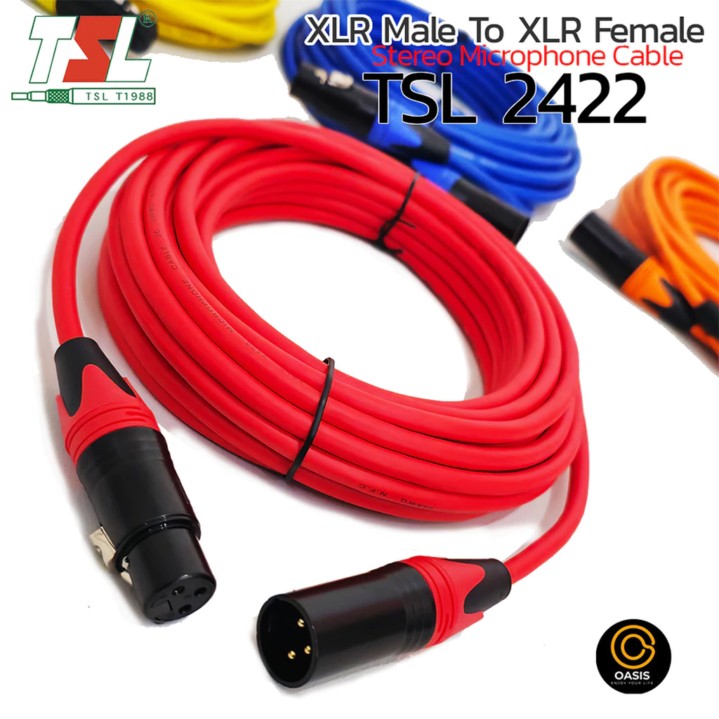 👍[เกรด PA] สาย XLR สายไมค์ สเตอริโอ TSL 2422 24AWG Stereo Microphone Cable สายสัญญาณเสียง XLR Male To XLR Female Cable