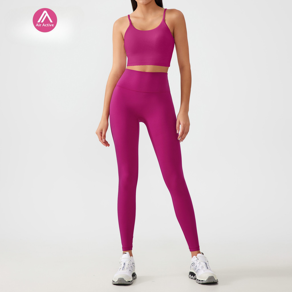 Airactive Leisure Yoga Sports Set Fixed Pads Spaghetti Straps Sports Bra And High Waist Sports Pants Leggings