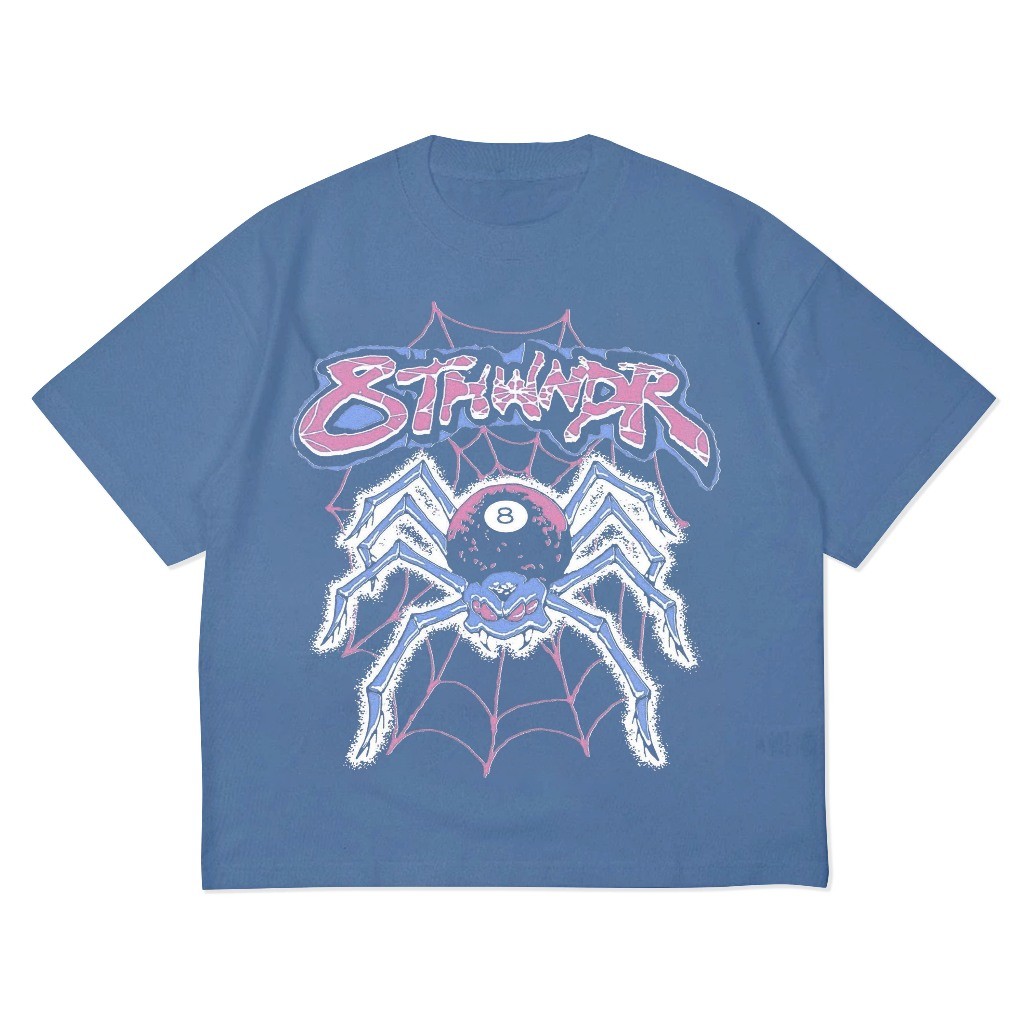 OVERSIZE STEEL BLUE 8 SPIDER I VEJAGRAPHIC TSHIRT BLUE DENIM A8091 24S