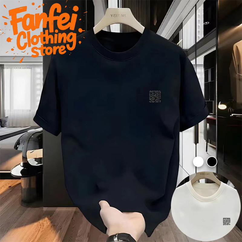 (จัดส่งตลอด 24 ชั่วโมง)Fanfei Clothing store2026 ใหม่ผู้ชายอินเทรนด์รูปแบบพิมพ์  ขนาดเสื้อยืดฤดูร้ลวมบางแขนสั้นรอบคอ121