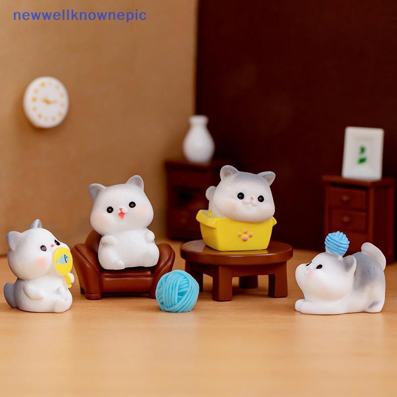 Newwellknownepic Figurines Miniatures การ์ตูนน่ารักแมวลูกแมวสัตว์ Micro ภูมิทัศน์เครื่องประดับสําหรับตกแต่งบ้านตกแต่งสําหรับอุปกรณ์ห้องพัก TH