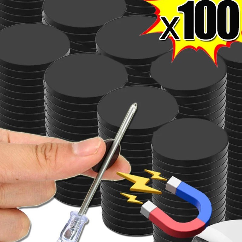 50/100 ชิ้นยืดหยุ่นยางแผ่นแม่เหล็ก/รอบ Self-Adhesive แม่เหล็กแผ่น/ในครัวเรือน DIY หัตถกรรมตู้เย็นสติกเกอร์