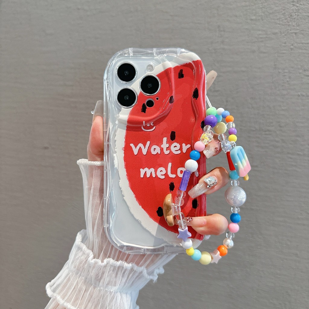 SAMSUNG [กรณี+สร้อยข้อมือ]น่ารักKertunแตงโมเคสซิลิโคนสําหรับSamsung A04E LIE M12 A13 M02S M40S M10S 