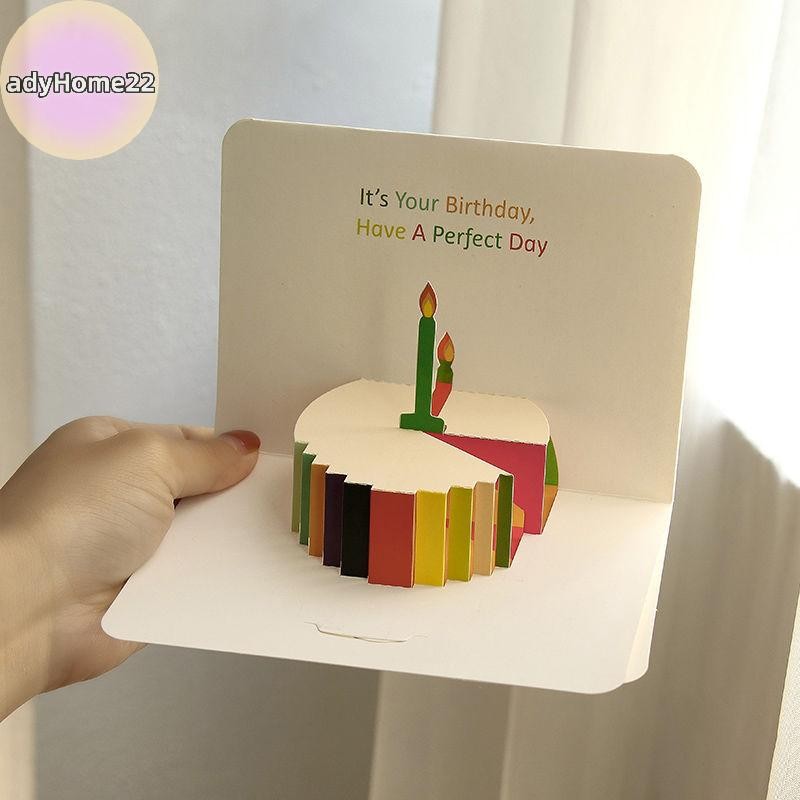 Adyhome 3D การ์ดสุขสันต์วันเกิดเค้กดอกไม้การ์ดซองจดหมายการ์ดวันเกิดตลกสําหรับผู้หญิงผู้ชายเพื่อนเด็ก Greeg การ์ดของขวัญ Party TH