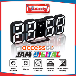 Jam Dinding Digital Alarm 3D Bisa Cek Suhu Temperatur ACCESSGO LED DIGITAL CLOCK Jam Meja Dinding Estetik PREMIUM - Wirelessku