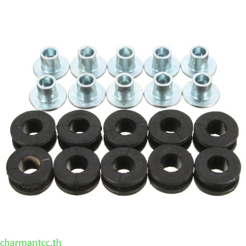 Charmantcc 10 ชิ้นทนทานรถจักรยานยนต์ยาง Grommets ปะเก็นชุด Bolt Assortment ชุด