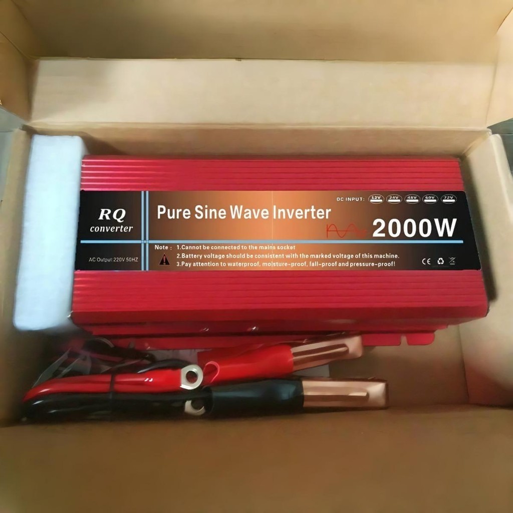 RQ2000W ปลั๊กจุดบุหรี่ Smart Power Inverter DC 12V to AC 220V 50Hz w 4 USB 5v4.1a Ports 4 AC Outlets