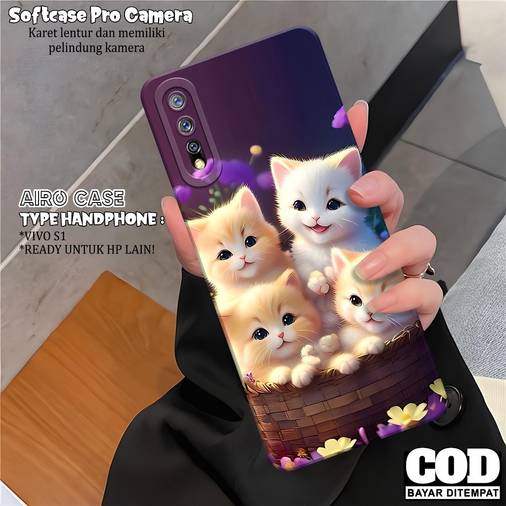 เคส HP ล่าสุด VIVO S1 - เคส VIVO S1 Softcase - เคสแมวแฟชั่น - เคส VIVO S1 - Pro Camera Softcase - Tp