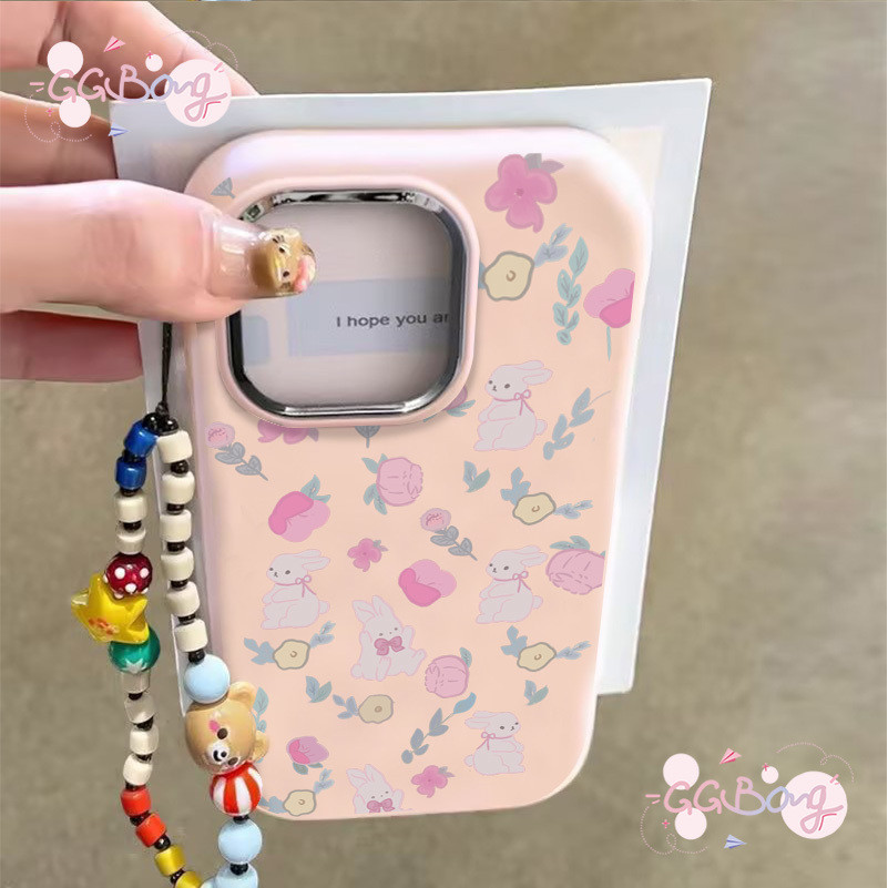 แฟชั่นการ์ตูนใหม่ดอกไม้หวานกระต่ายกรณีหรูหรา เคสไอโฟน 11 16 12 14 13 15 Pro Max 16 7 8 11 14 Plus XR X XS Max SE เคส