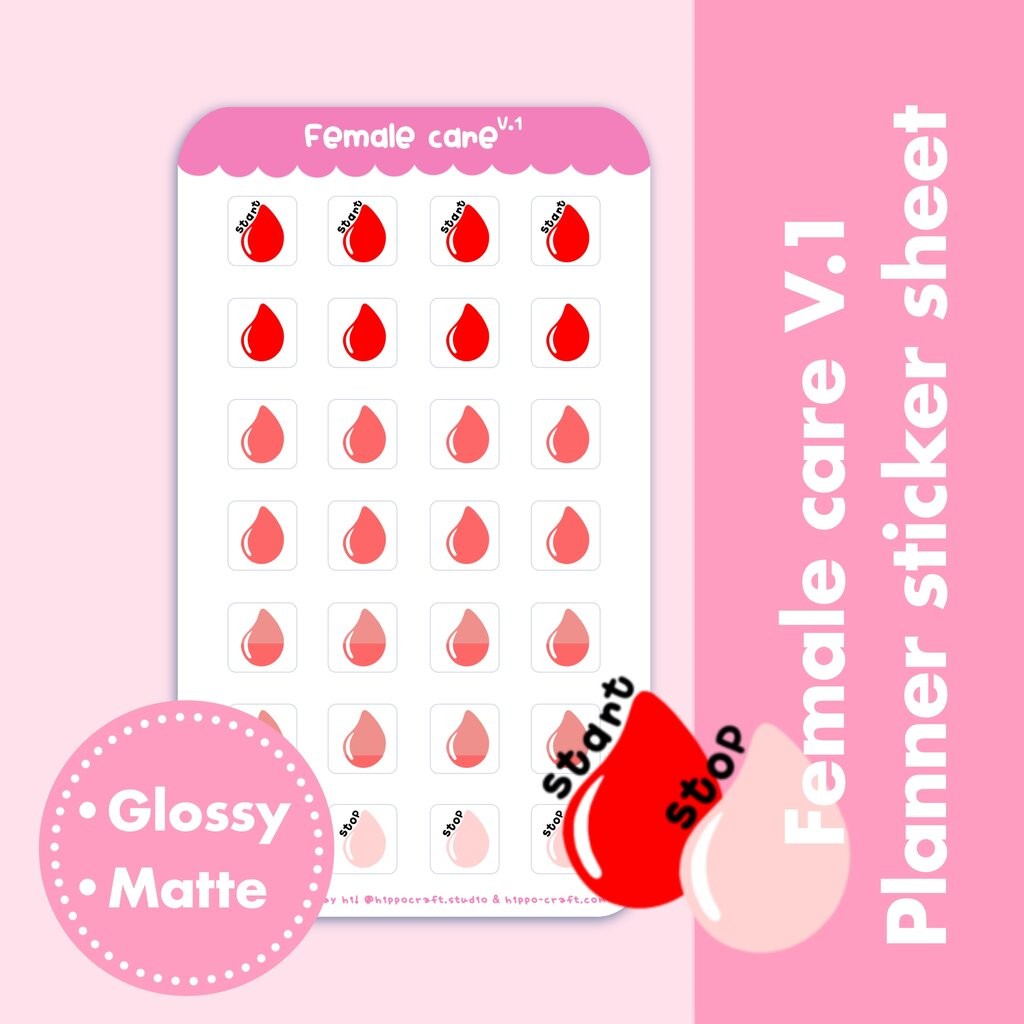 Female care V1 Planner sticker sheet สติ๊กเกอร์ไดคัท วันนั้นของเดือน เตือนความจำ ติดปฏิทินหรือแพลนเนอร์