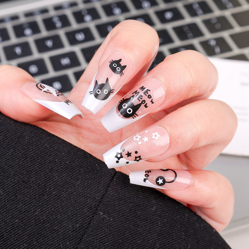 สติ๊กเกอร์ติดเล็บแมวดําตัวน้อย - Y2k น่ารัก การ์ตูน แฟชั่น - สติ๊กเกอร์ติดเล็บ - กาวในตัว กันน้ํา - แพทช์ศิลปะแมวที่น่ารัก - อุปกรณ์ทําเล็บ Diy - รูปที่ 3