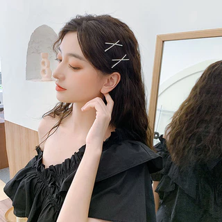ในไทย-พร้อมส่ง✨อารมณ์คลิปผม Minimalist ข้าม Rhinestone เรียบคลิปขอบสาวคลิปด้านบนคลิปผมหญิง-Move