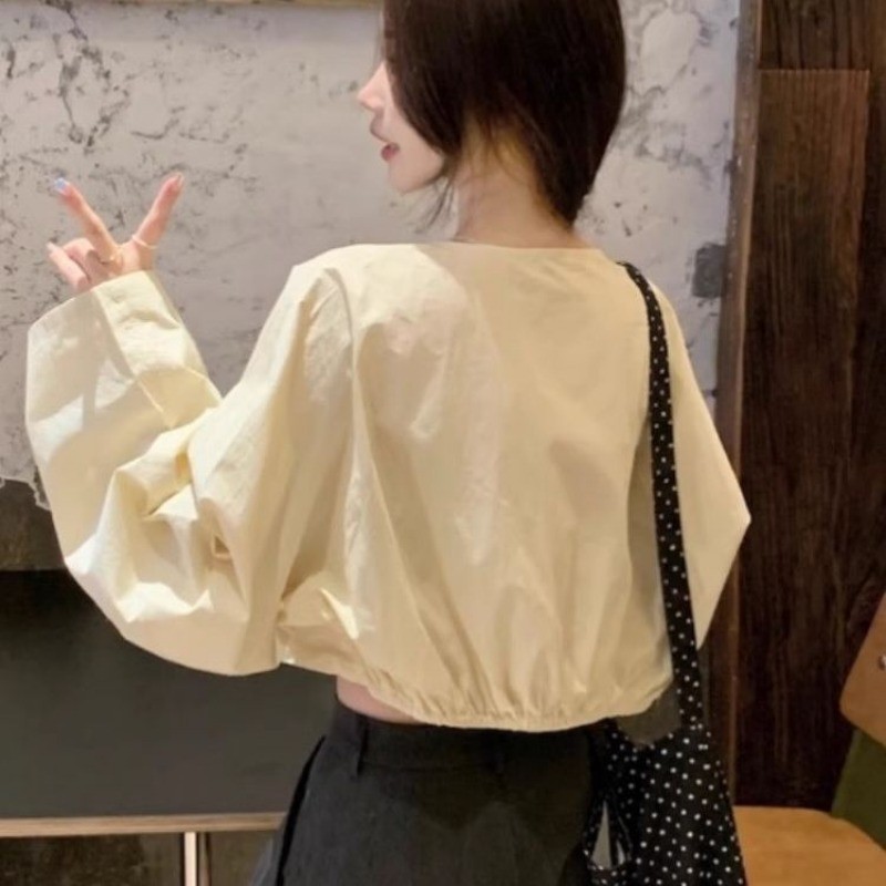 🧡LINNA🧡เวอร์ชั่นเกาหลี สีทึบ แขนยาว เสื้อเชิ้ต สันทนาการ หลวม หวาน - รูปที่ 3